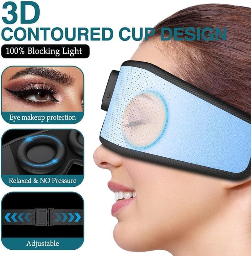 Sleep Headphones 2024 New Sleep Mask Comfortable & Adjustable Sleeping Mask, Zero Eye Pressure,Side Sleepers Sleep Mask with Bluetooth Headphones Ultra-Thin Stereo Speakers Perfect for Sleeping(Skyb)