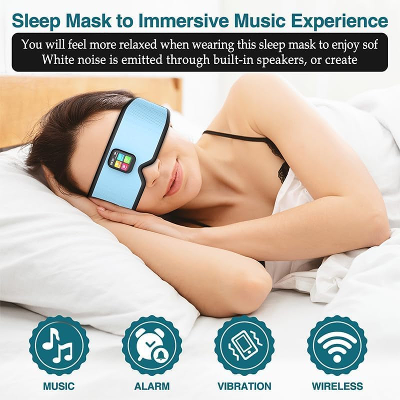Sleep Headphones 2024 New Sleep Mask Comfortable & Adjustable Sleeping Mask, Zero Eye Pressure,Side Sleepers Sleep Mask with Bluetooth Headphones Ultra-Thin Stereo Speakers Perfect for Sleeping(Skyb)
