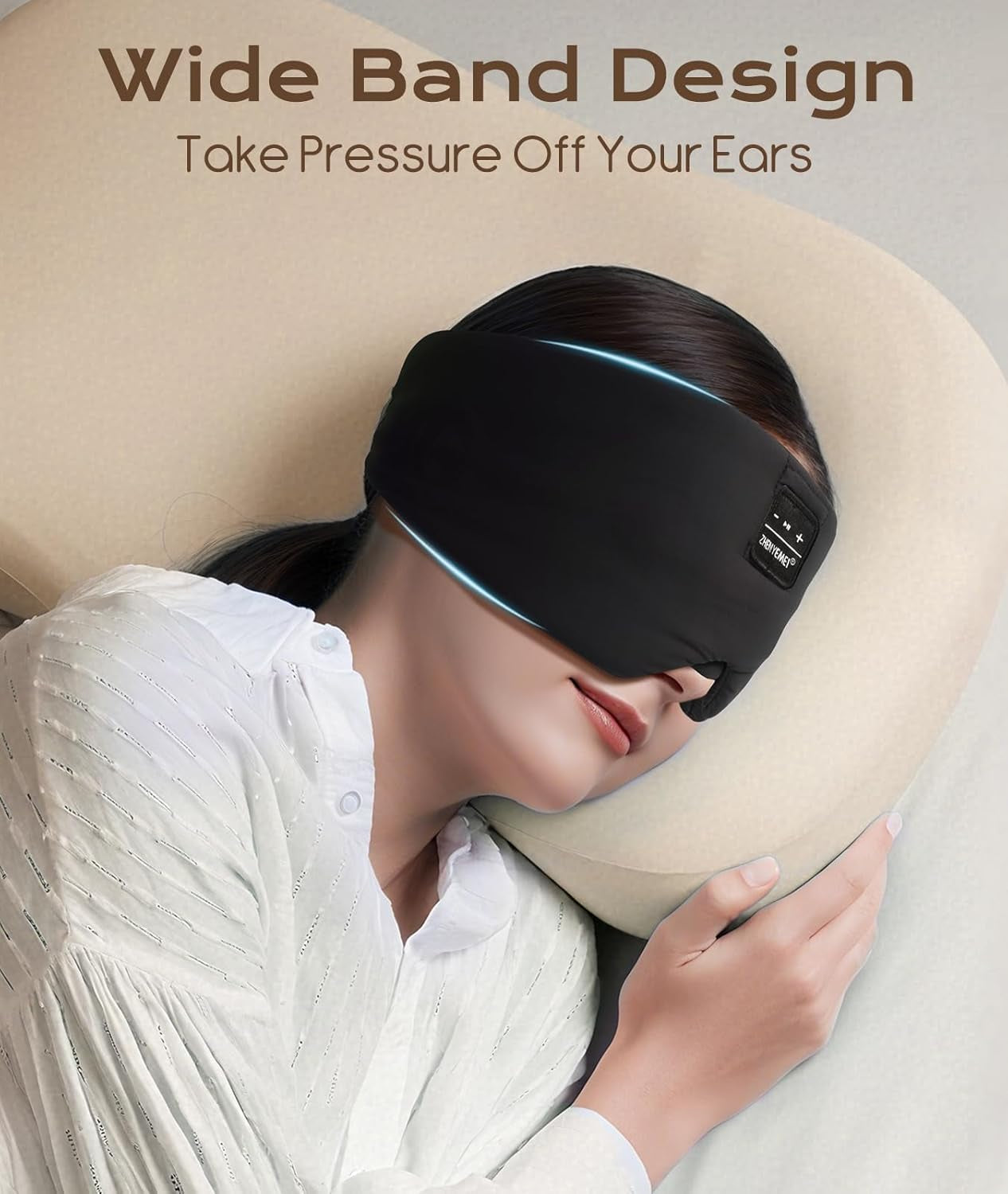 Sleep Mask with Bluetooth Headphones, Blackout Sleep Headphones for Side Sleepers, Ultra-Thin Bluetooth 5.4 Stereo Speaker Eye Mask for Travel, Meditation, Cool Gadgets (Black)